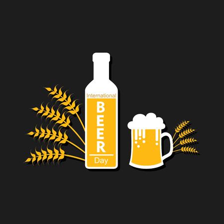 International Beer Day in August with beer mugs conceptual illustration vectorのイラスト素材