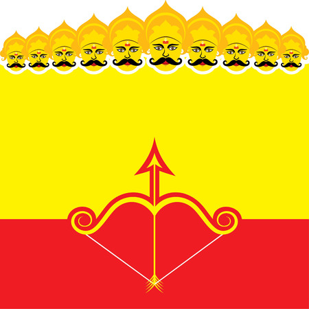 illustration of bow and arrow in Happy Dussehra festival of India backgroundのイラスト素材
