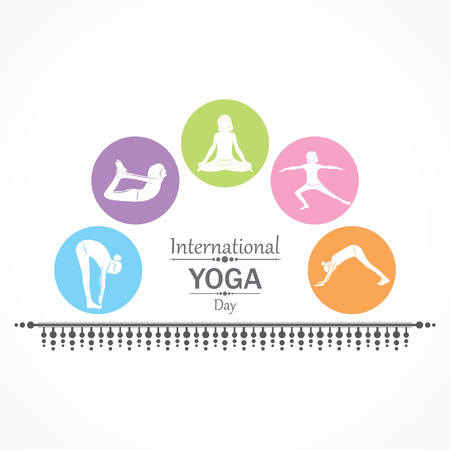 illustration of woman doing YOGASAN for International Yoga Day on 21st Juneのイラスト素材