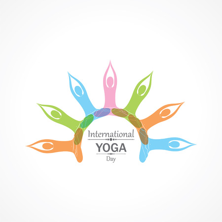 illustration of woman doing YOGASAN for International Yoga Day on 21st Juneのイラスト素材