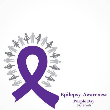 Vector illustration for World epilepsy day (Purple day) - Epilepsy Awareness-26 march. Purple ribbon.のイラスト素材