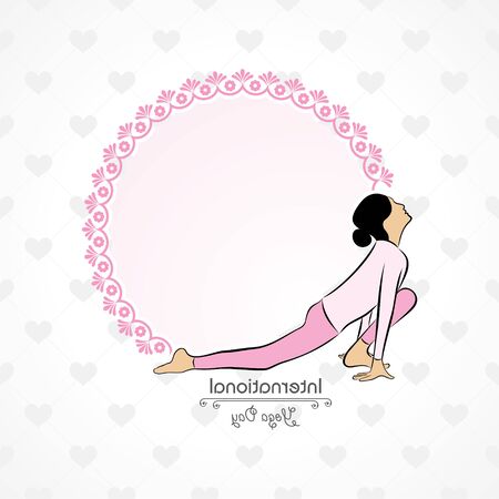 Vector Illustration of International Yoga Day - 21 June , different posesのイラスト素材