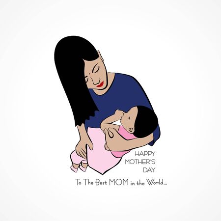 Illustration of Happy Mother`s Day Greeting, banner or poster,best mom ever conceptのイラスト素材