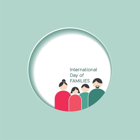 Illustration of International Day of Families. Concept of a family of 4 people - father, mother, son and daughterのイラスト素材