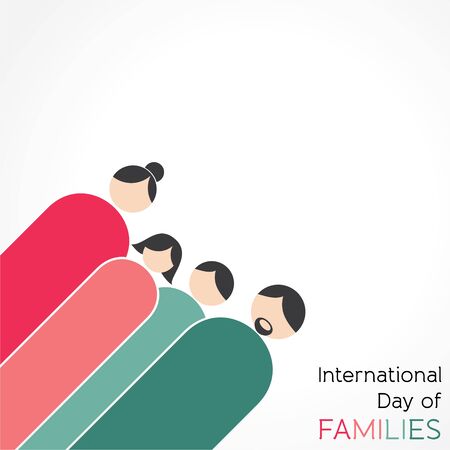Illustration of International Day of Families. Concept of a family of 4 people - father, mother, son and daughterのイラスト素材