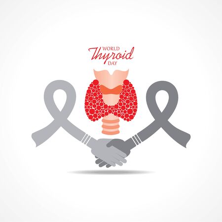 Vector illustration for World Thyroid Day which is held on 25 may. Can be used for poster, banner, medical designs, backgrounds, symbol, icon and print templates.のイラスト素材