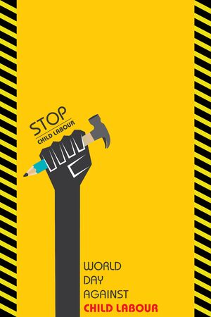 Vector Illustration of World Day Against Child Labour which is held on 12 Juneのイラスト素材