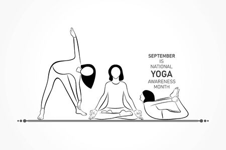 Vector illustration of National Yoga Awareness month observed in September every yearのイラスト素材