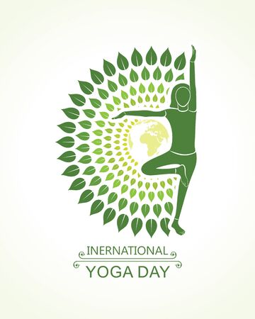 illustration of A Girl doing yoga for International Yoga Day observed on 21st Juneのイラスト素材