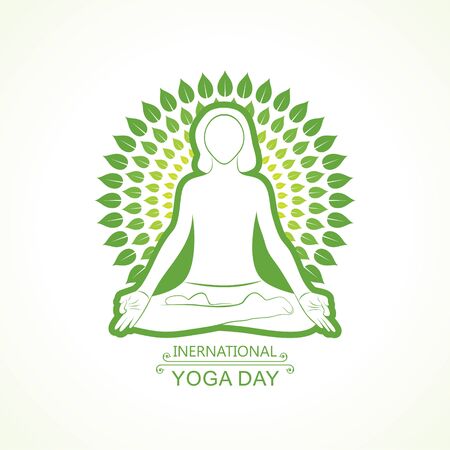illustration of A Girl doing yoga for International Yoga Day observed on 21st Juneのイラスト素材