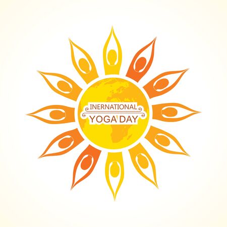 illustration of A Girl doing yoga for International Yoga Day observed on 21st Juneのイラスト素材