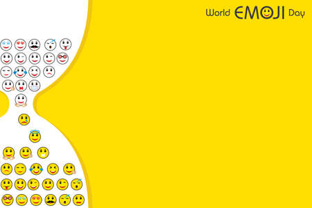 Vector illustration of World emoji day greeting card design template with different feelingsのイラスト素材