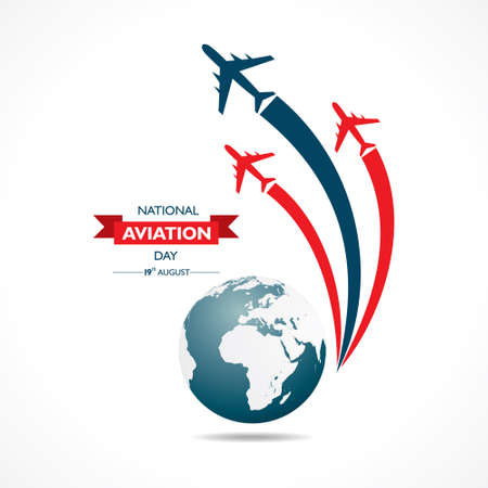 National Aviation Day which is Celebrated in United States in August 19 Concept . Design for poster, greeting card, banner,background.のイラスト素材