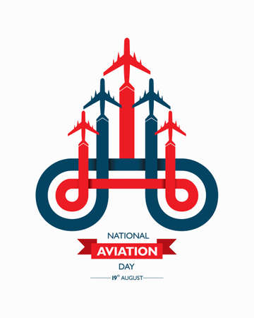 National Aviation Day which is Celebrated in United States in August 19 Concept . Design for poster, greeting card, banner,background.のイラスト素材