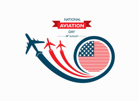 National Aviation Day which is Celebrated in United States in August 19 Concept . Design for poster, greeting card, banner,background.のイラスト素材