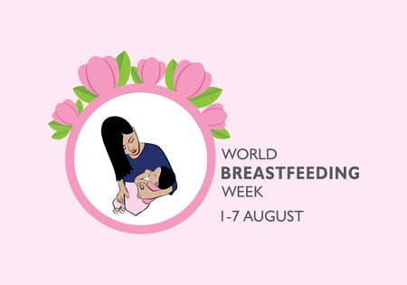 Vector Illustration for the concept of World Breast feeding Week observed in first week of August Monthのイラスト素材