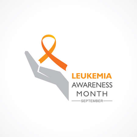 Vector Illustration of Leukemia Awareness month with orange colored ribbon, observed in Septemberのイラスト素材
