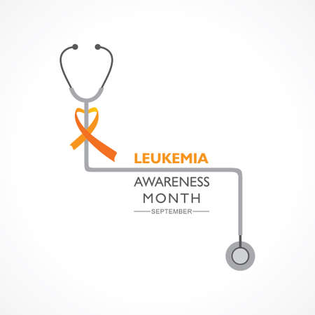 Vector Illustration of Leukemia Awareness month with orange colored ribbon, observed in Septemberのイラスト素材