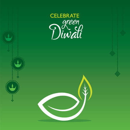 illustration of Greeting for celebrate green diwali conceptのイラスト素材