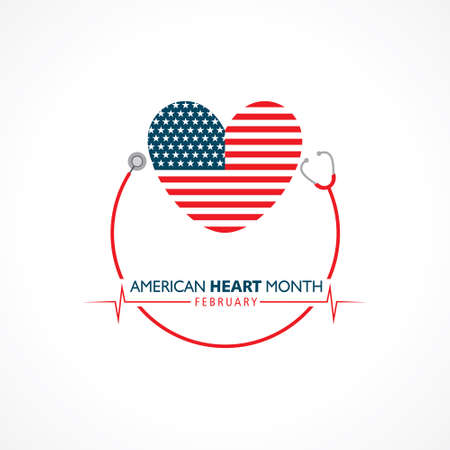 Vector illustration of National American Heart Month observed in Februaryのイラスト素材