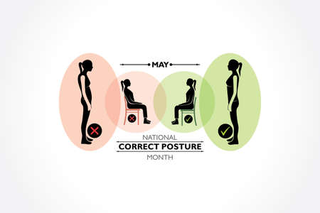 Vector Illustration of National Correct Posture Month observed each year in May.のイラスト素材