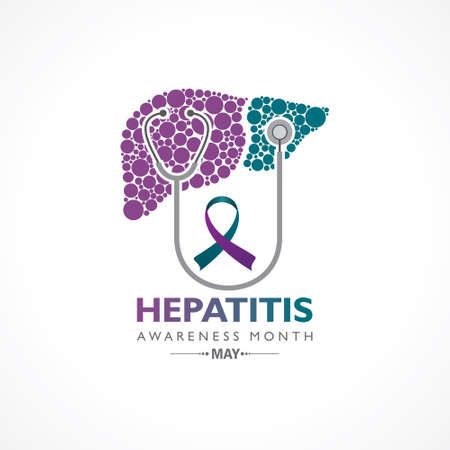 Vector Illustration of Hepatitis Awareness Month observed in May. The liver is a vital organ that processes nutrients, filters the blood, and fights infections.のイラスト素材