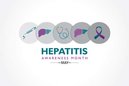 Vector Illustration of Hepatitis Awareness Month observed in May. The liver is a vital organ that processes nutrients, filters the blood, and fights infections.のイラスト素材