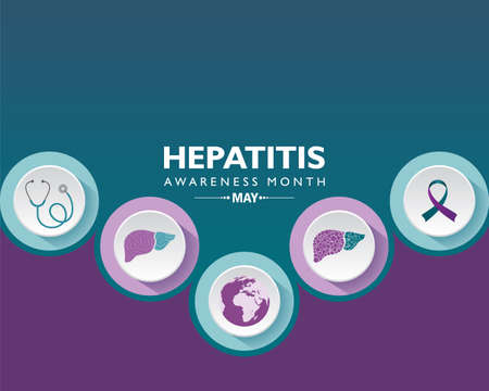 Vector Illustration of Hepatitis Awareness Month observed in May. The liver is a vital organ that processes nutrients, filters the blood, and fights infections.のイラスト素材