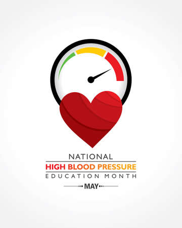 Vector Illustration of National High Blood pressure (HBP) Education Month is observed in May. It is also known as Hypertension.のイラスト素材