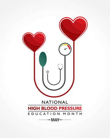 Vector Illustration of National High Blood pressure (HBP) Education Month is observed in May. It is also known as Hypertension.のイラスト素材