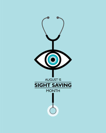 Vector Illustration of Sight Saving Month is observed in August, The celebration is to of protecting and taking good care of the eyes.のイラスト素材