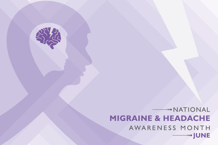 Vector Illustration of National Migraine and Headache awareness month Awareness Month observed in June every year. it is a recurring type of headache that can cause moderate to severe pain.のイラスト素材