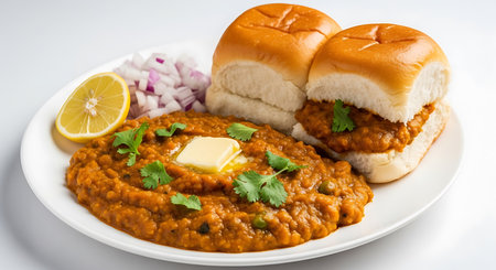 Paneer Tikka Masala is a popular Indian dish consisting of cottage cheese curry served with a bread rollの素材