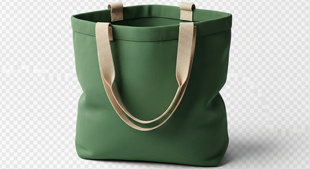 Green bag isolated on a white background. 3d rendering. Front view.の素材