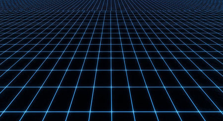 3d rendering of a blue grid on a white background, computer generatedの素材