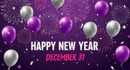 Happy New Year and Merry Christmas Background with Balloon. Vector Illustrationの素材