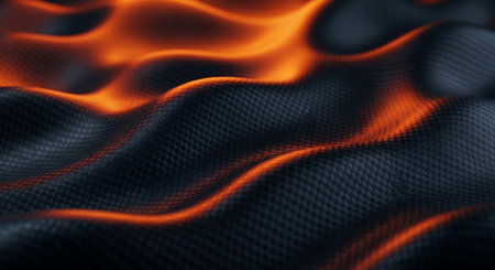 Futuristic orange and black carbon fiber. Abstract background. 3d renderingの素材