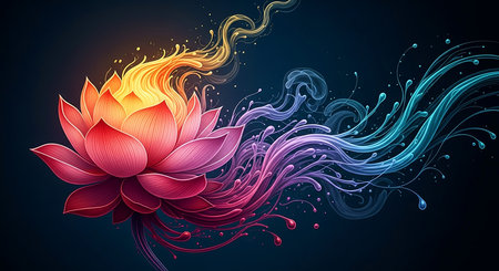 Beautiful lotus flower on the abstract background. Vector illustration.の素材