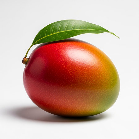 Mango fruit isolated on white background. 3D illustration. Full depth of field.の素材