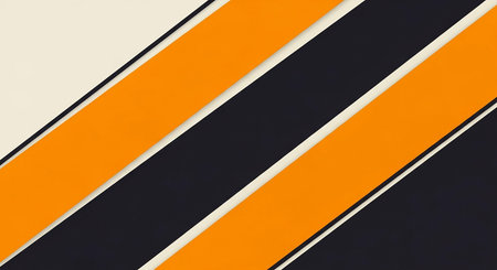 Abstract geometric background of black, orange and blue stripes. Minimal style.の素材