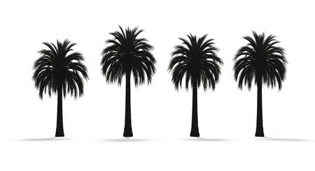 Silhouette of palm trees isolated on white background. Vector illustration.の素材