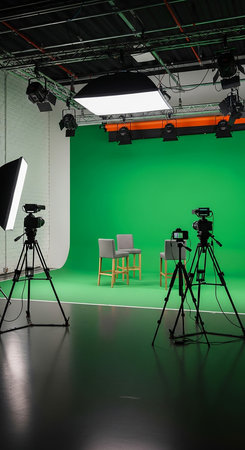 3d render interior photography studio with professional equipment and lighting equipment.の素材
