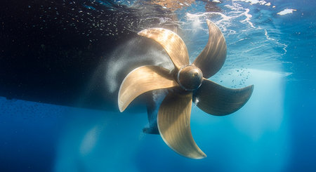 Propeller of a whale in the deep blue waters of the Pacific Ocean.の素材