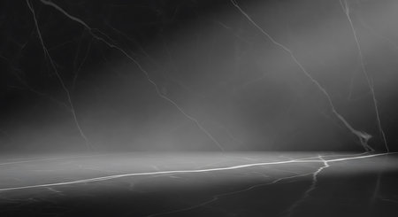 Black marble texture background with spotlights. 3d render illustration.の素材