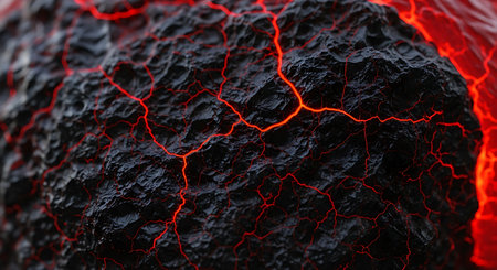 3d illustration of volcano lava flow. Abstract background with lava flow.の素材