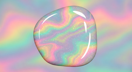 3d rendering of a soap bubble on a holographic background.の素材