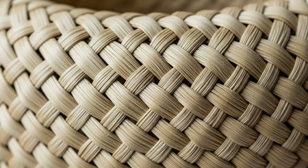 Wicker basket texture background. Close up of woven rattan.の素材