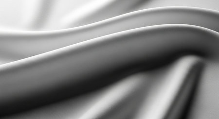 Closeup of rippled white silk fabric lines. 3d render illustrationの素材