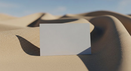 Blank business card on sand dunes background. 3D renderingの素材