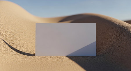 Blank business card mockup on sand dunes. 3D renderingの素材